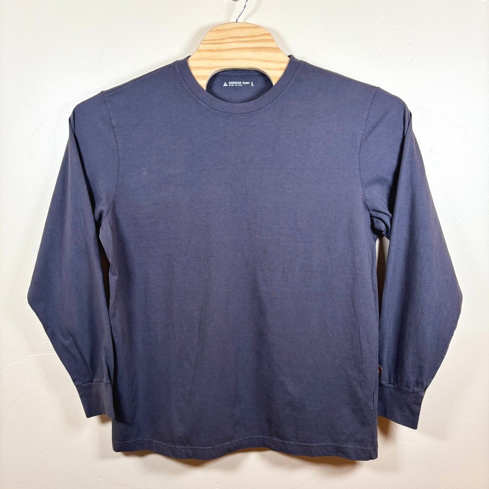 American Giant Men's Vintage Crew L/S Tee Large Washed Metropolitan Grey NWOT